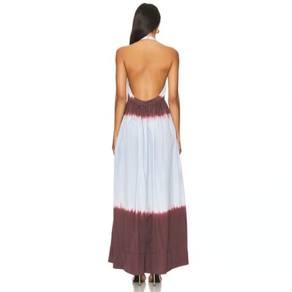 A.L.C. Blair Dip Dye Sky Blue & Brown Halter Neck Fudge Maxi Dress Size 12 FLAW - Picture 2 of 16